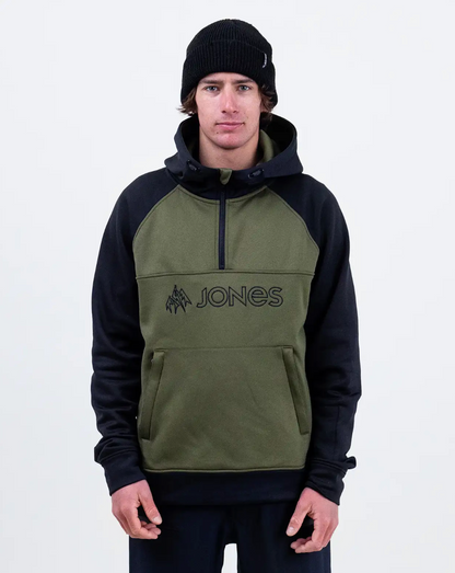 Jones Recycled Fleece Riding Hoodie Moss Green Stealth Black