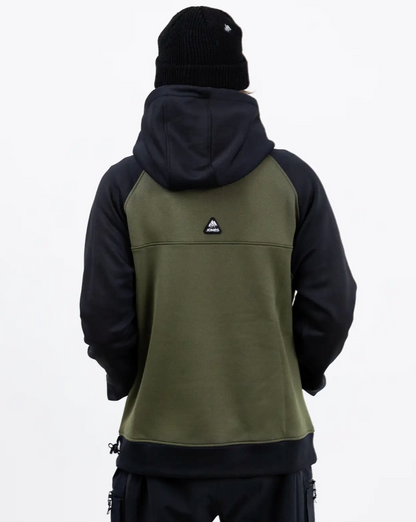 Jones Recycled Fleece Riding Hoodie Moss Green Stealth Black