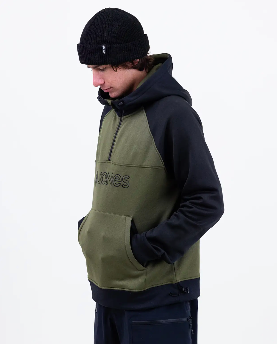 Jones Recycled Fleece Riding Hoodie Moss Green Stealth Black